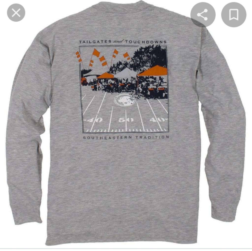 Southern Proper Tailgates and Touchdowns Gray Long Sleeve with Orange College M
